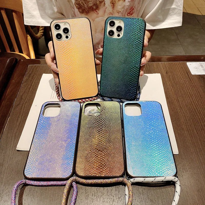 

Fashion Long Lanyard Snake Leather Phone Case Protective Cover Hard Shell Coque Capa For OnePlus 9 8 8T 7T Pro For Oneplus 9 Pro