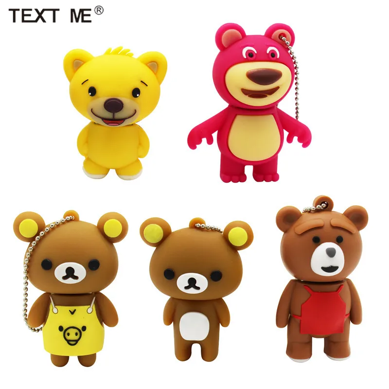 Usb флеш накопитель TEXT ME в виде милого медведя 6 моделей 4 ГБ 8 16 32 64 флешка подарок usb
