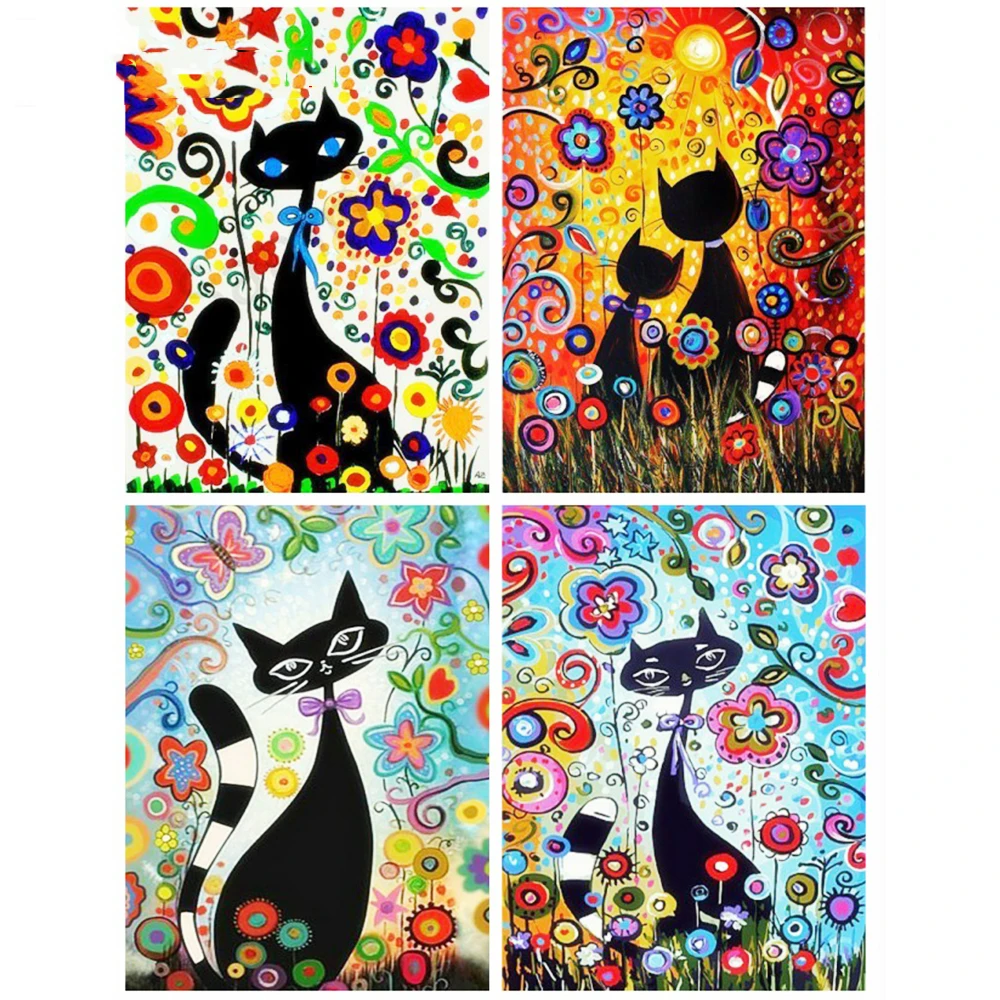 Алмазная живопись Кот сделай сам квадратная вышивка кот мозаика картина стразы