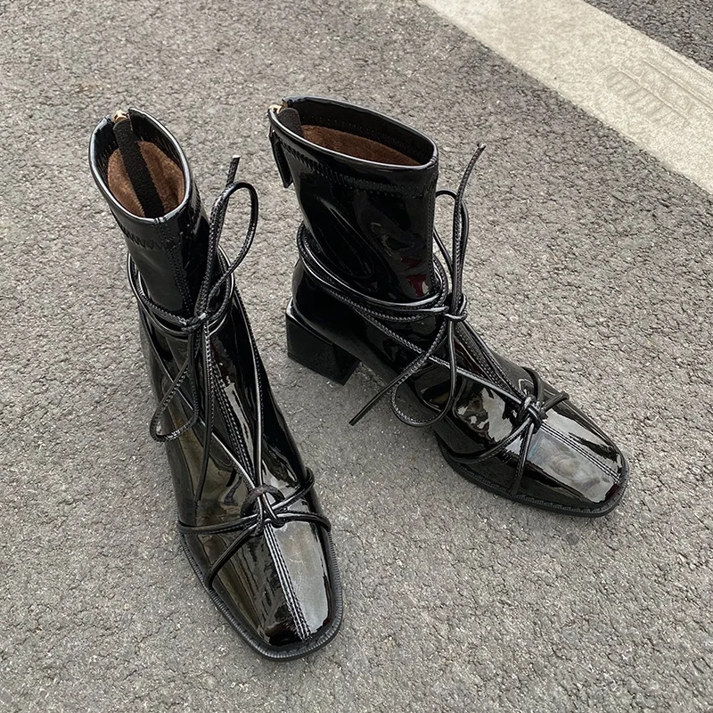 

New Brand Handmade Ankle Boots Shoes For Women 2020 Autumn Winter High Heels Pumps Retro Quality Night Club Shoes Woman Size 39