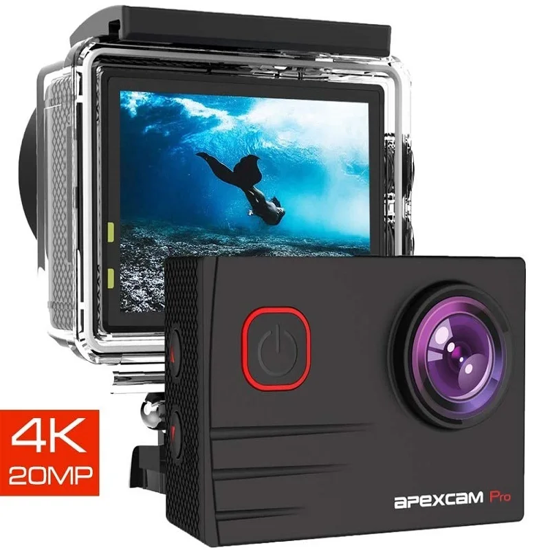 Apexcam M90 Pro EIS Экшн камера 4K 20MP WIFI для спорта 170 ° широкоугольный 40 м