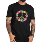 Peace Love Костюм хиппи Tie Dye 60s 70s футболка с коротким рукавом Европейский размер 100% хлопок футболка Прямая поставка