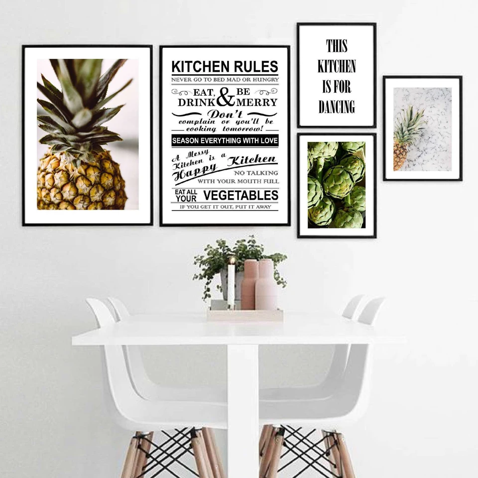 Настенная картина Правила кухни с ананасами овощами постеры для стен в кухонном