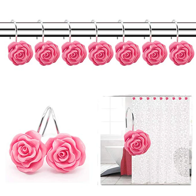 12 шт. дома моды декоративные анти ржавчина занавеска для душа крючки станок и