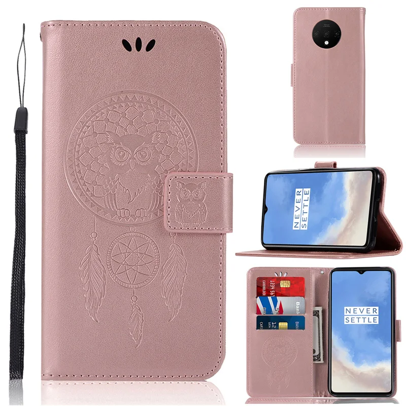 

Owl embossing Luxury PU Leather Flip Case For OnePlus 7T Capa SmartPhone Cases SFor OnePlus 7T Wallet Cover Coque Fundas