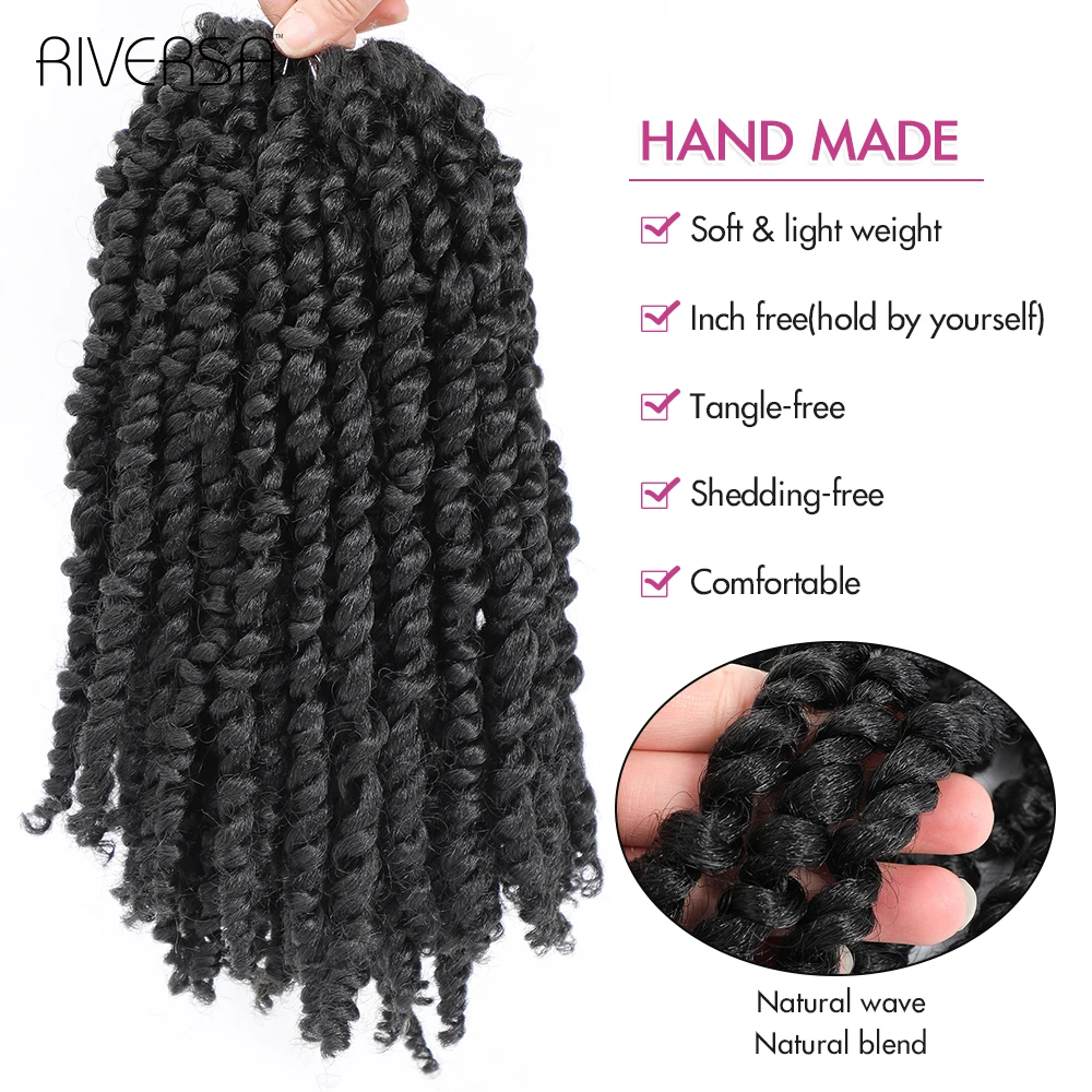 Synthetic Passion Twist Crochet Braiding Hair For Women pelo Twists Dreadlocks meche Black Colored Extensions Riversa |