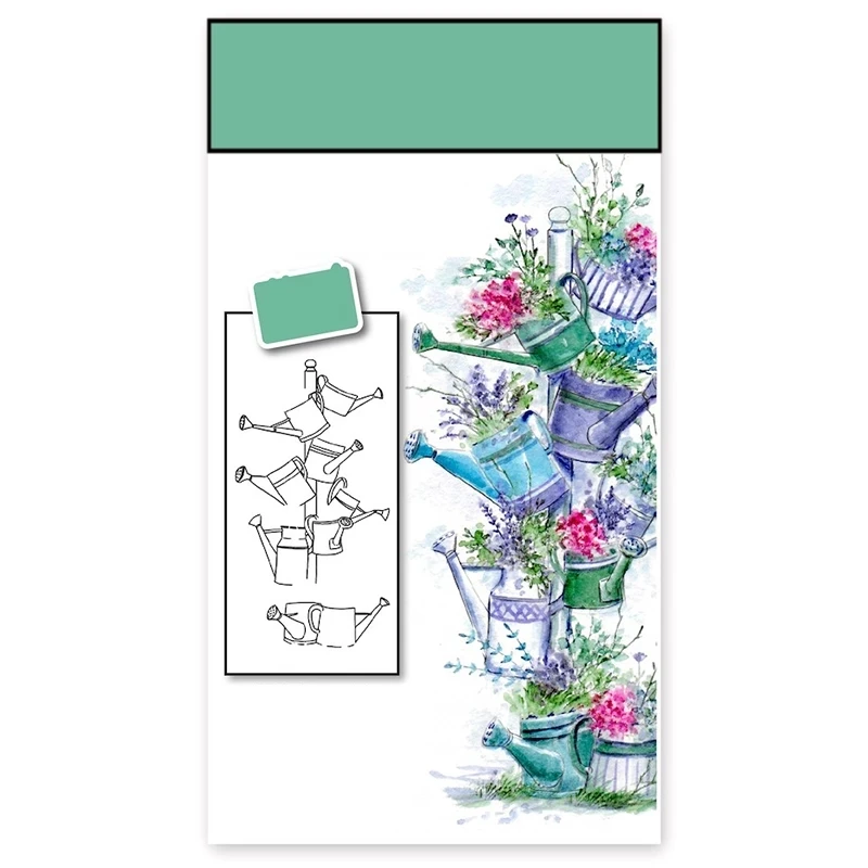 

Watering Can Flowerpot Pattern Clear Stamp For Craft Making Watercolor Painting Card Scrapbooking No Metal Cutting Dies 2021 New