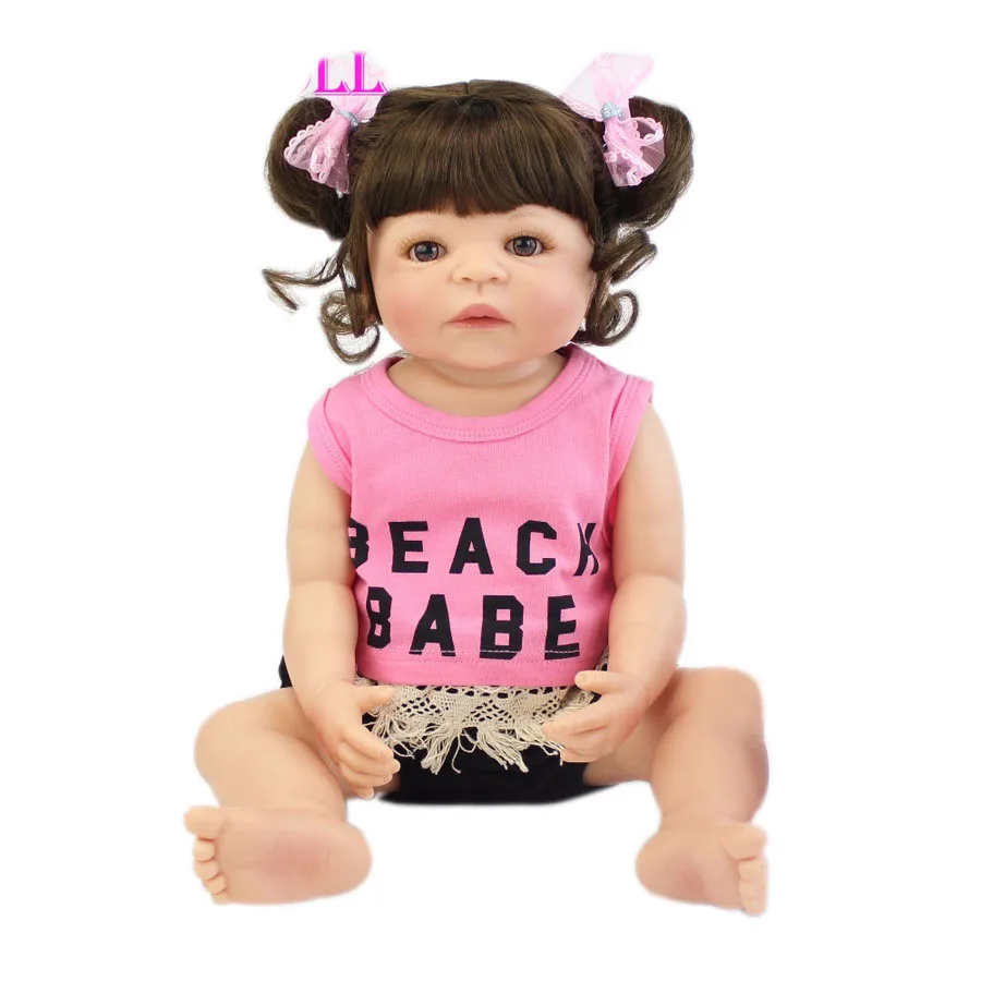 Полностью силиконовая виниловая Кукла Реборн 55 см Реалистичная Милая