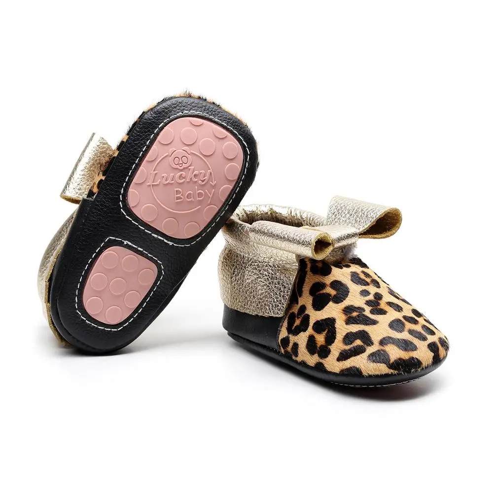 Леопардовая обувь с большим бантом для маленьких девочек принцессы из