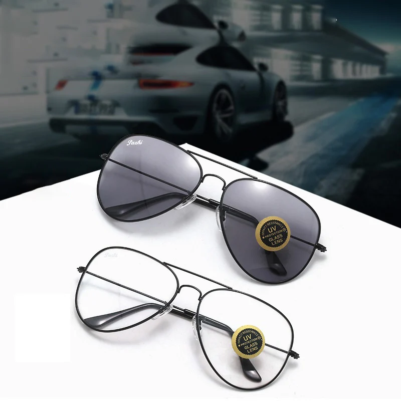 

Evove Glass Photochromic Glasses Men Women Sunglasses for Male Transition Grey Brown Chameleon Aviation Anti Scratch UV400