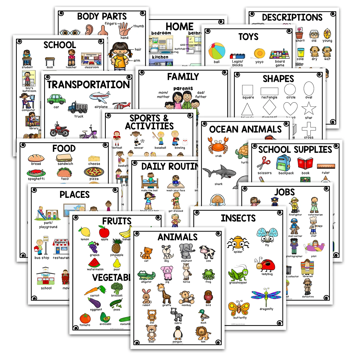 Большой Размер A4 английские слова Карта мультфильм картина плакат ум карта