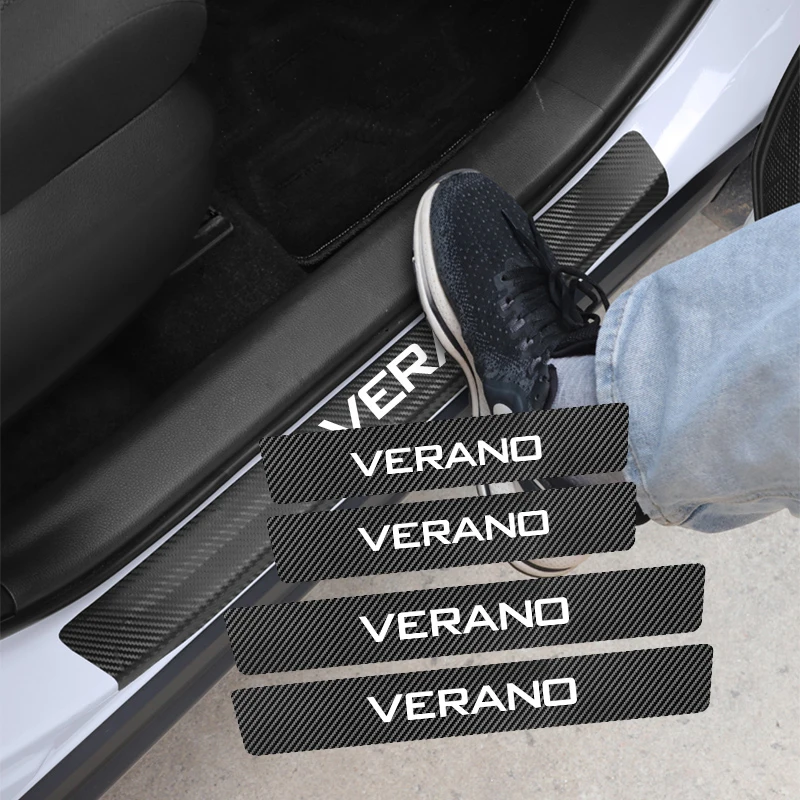 4 шт. наклейки из углеродного волокна для защиты порога двери автомобиля от