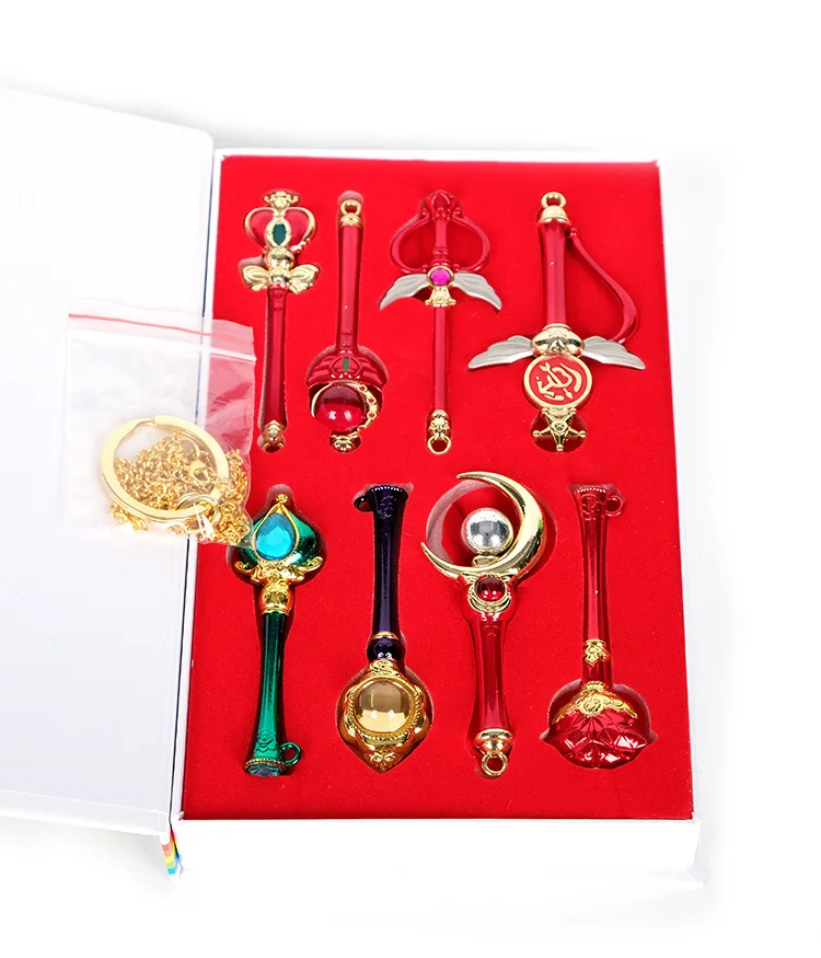 Аниме Сейлор Мун Кристалл Набор Фигурки игрушки палочка Коллекция ожерелье Подвески брелоки Аксессуары для