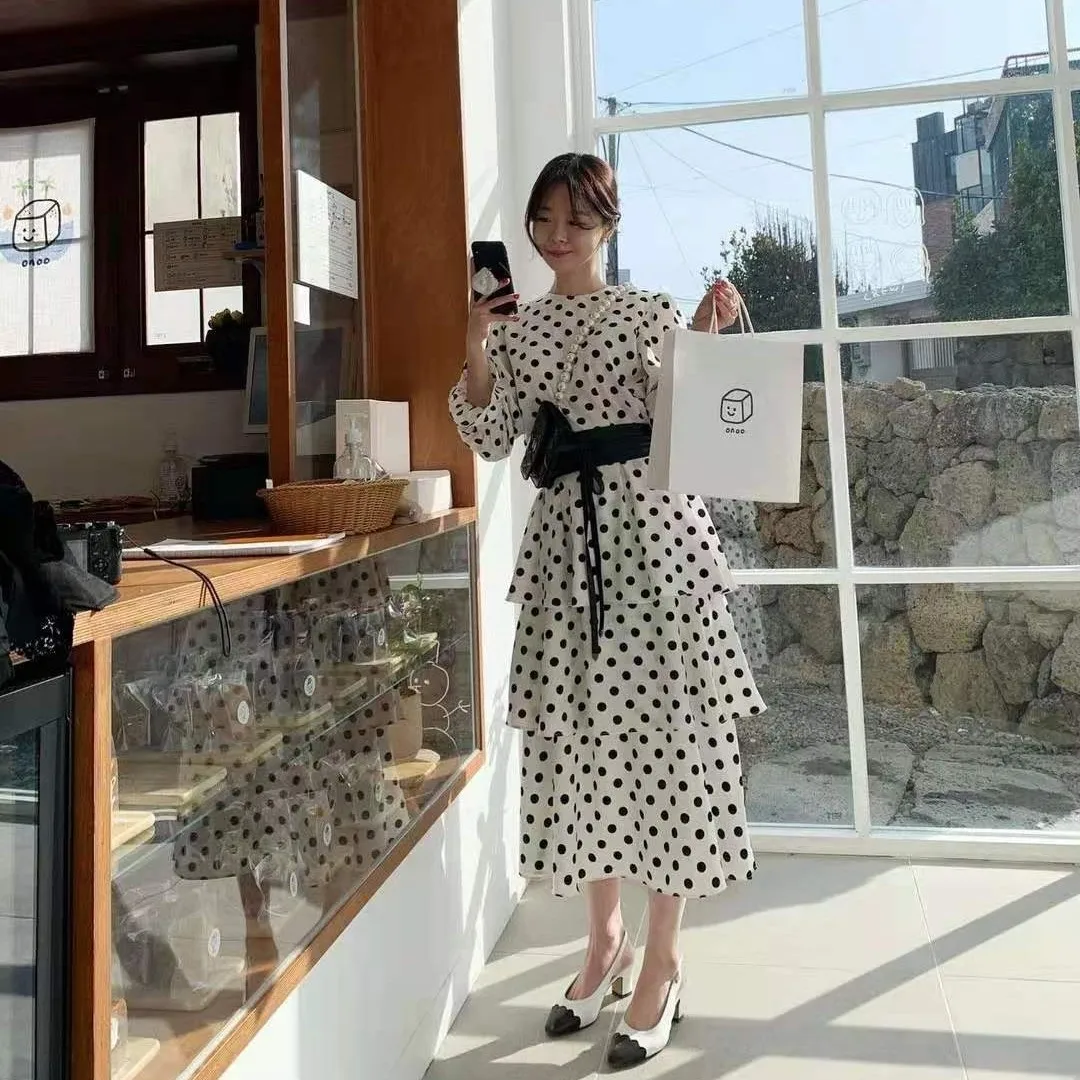 Весна 2021 корейский шик нежное модное милое молодое приталенное средней длины