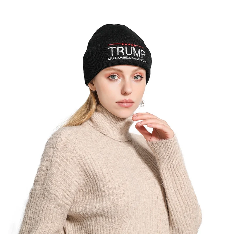 WZCX TRUMP вышивка письмо вязаная теплая шапка Осень Зима Повседневная tide унисекс шапка в стиле хип-хоп шапка для взрослых