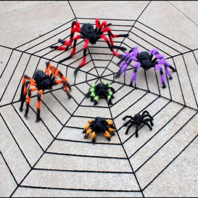 Halloween Large Size Plush Spider Made of Wire and Scary Funny Party Decor Haunted House Props Colorful Spiders | Дом и сад