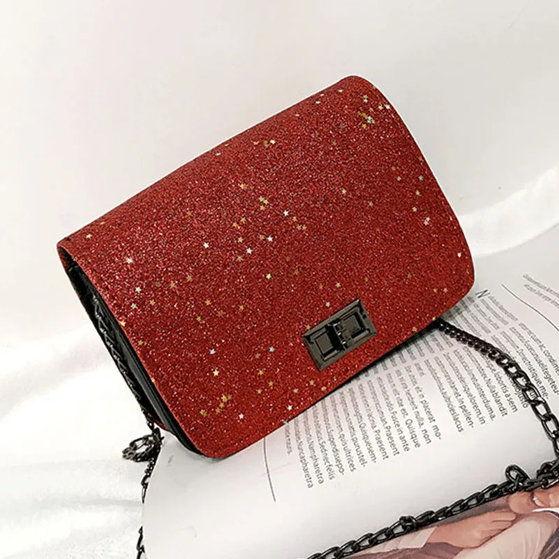 Хит продаж 1 шт. женская сумка через плечо модная цепочка с блестками для