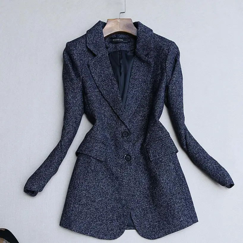 Женский офисный костюм из 2 предметов зимний плотный шерстяной пиджак и брюки 2021 |