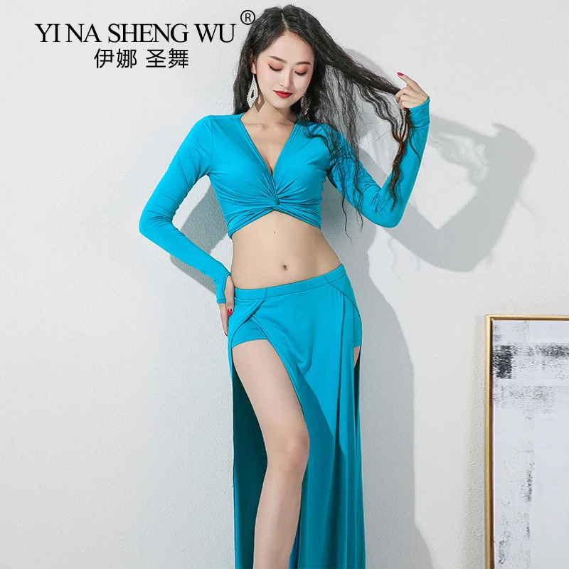 

Oriental Dance Suit Sexy Top Long Sleeve Split Skirt Practice Clothes Female Elegant Shirt Profession Performance Clothing Set