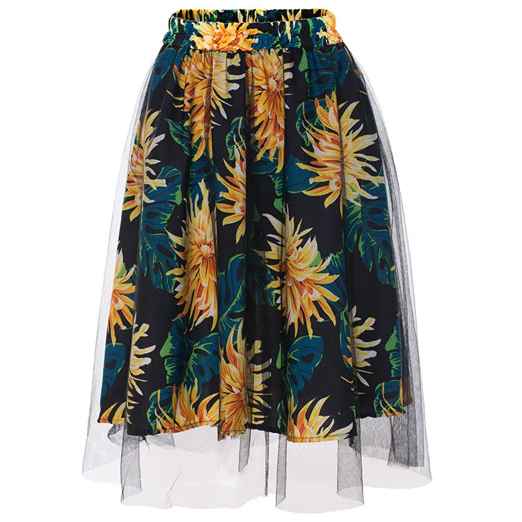 Элегантная сетчатая плиссированная длинная юбка миди 2019 весенне-летняя