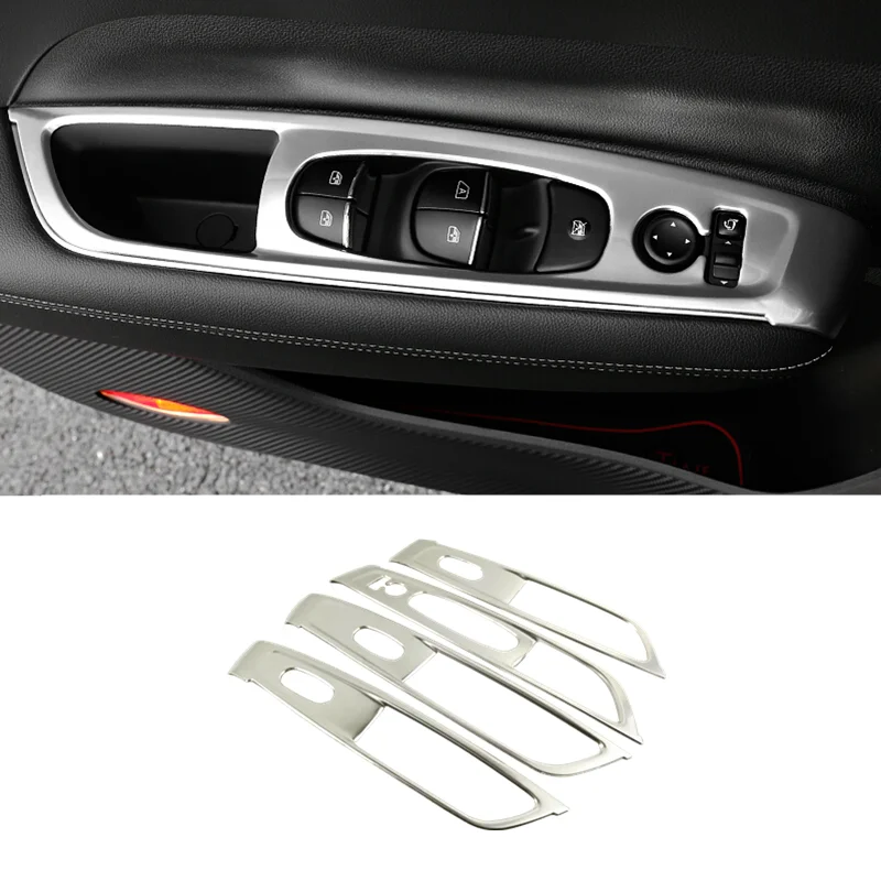

For Renault Koleos 2017 2018 Car Styling Accessories Car Door and window glass lifting switch Cover Trim Stainless steel 4pcs