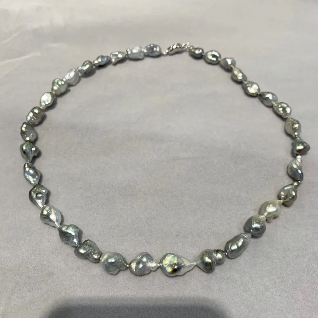 ?? 女性のための不規則な形をしたクラシックなヒチティブラックパールネックレスジュエリー,カジュアル,クラシック,ナチュラル,キラキラ,ロックシルバー,925