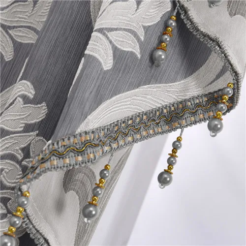 Grey NAPEARL 1 шт. Роскошный вышитый бисером балдахин деревенский декоративный оконный занавес домашний фон водопад шторы для гостиной Готовые - Цвет: Grey