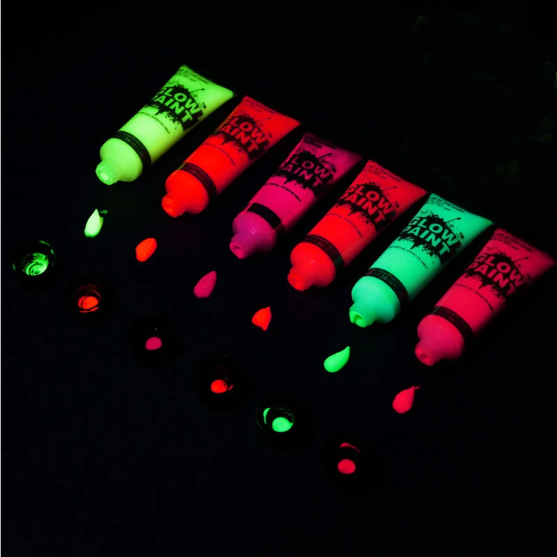 Светящаяся краска для лица вечерние ринки в темноте макияж фестиваль клуб