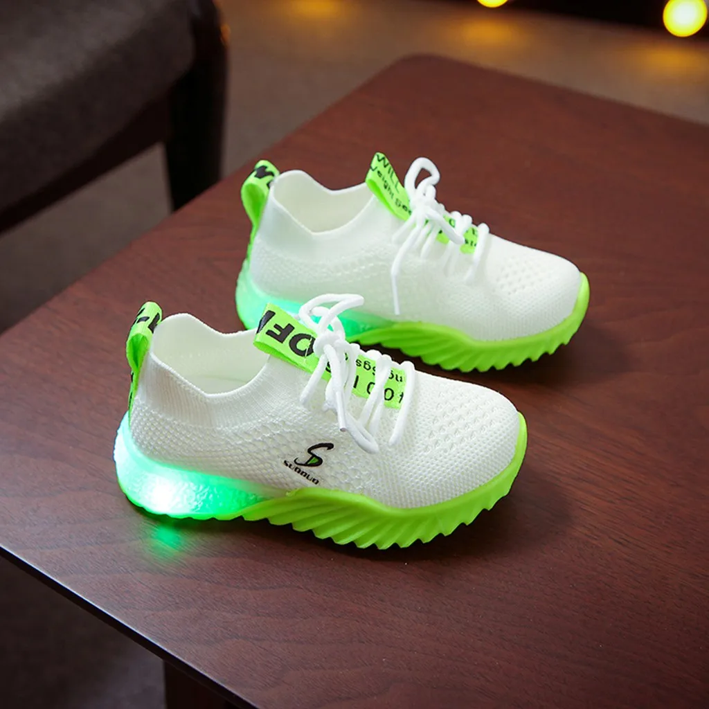 Новинка осени 2019 Модные дышащие детские кроссовки с буквенным принтом для