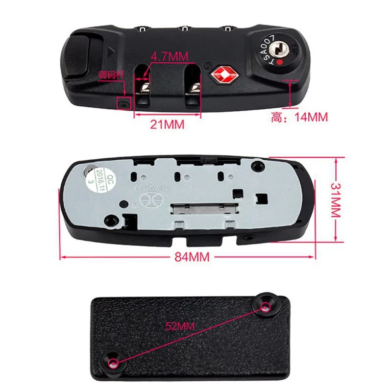 3 Digit Combination Resettable Black and White Travel Suitcase Luggage Security Code Lock Padlock | Обустройство дома