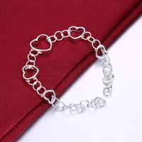 hot 925 color silver romantic heart bracelets for woman classic wedding party fashion jewelry christmas gifts high quality