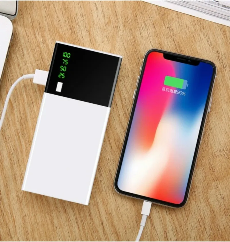 Портативное зарядное устройство 20000 мАч цифровое ультратонкое два USB-порта