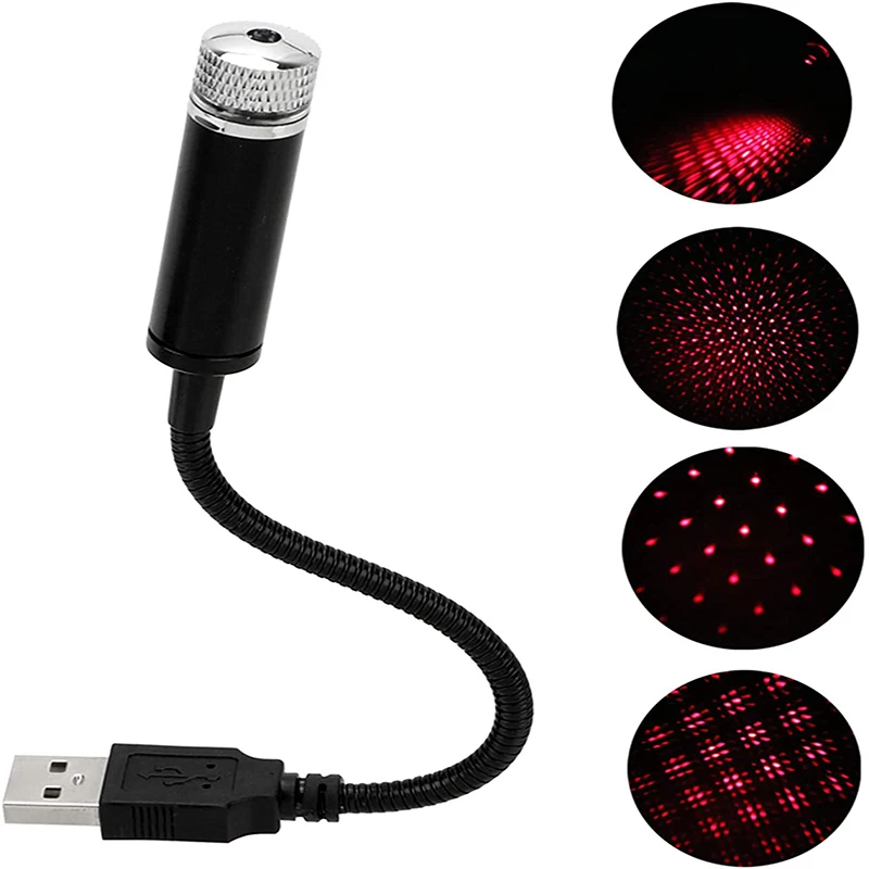 

Зарядных порта USB для автомобиля крыши проектор звездного неба светодиодный ночник лазерный полосы атмосферу окружающей среды красные, син...