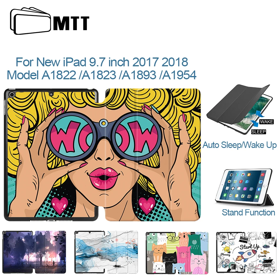 MTT для iPad 9 7 дюймов Чехол 2017 2018 Выпуск тонкий из искусственной кожи флип стенд