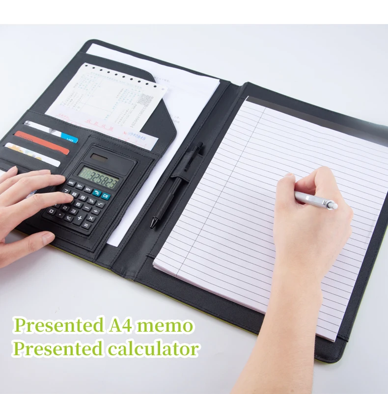 A4 папка для документов органайзеры из искусственной кожи с калькулятор на молнии