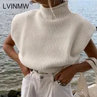 LVINMW вязаный тонкий свитер с ложным воротником и коротким рукавом однотонный в рубчик элегантные свитера для женщин модные осенне-зимние пуловеры