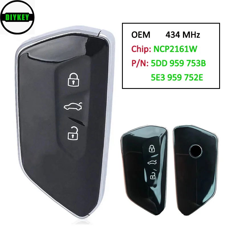 Умный Автомобильный ключ DIYKEY OEM с 3 кнопками 434 МГц чип NCP2161W брелок для Volkswagen Skoda 2020
