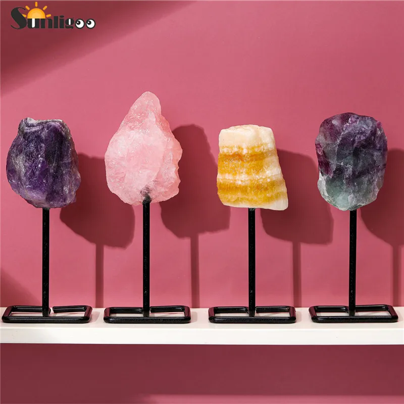 

Sunligoo Natural Crystal Irregular Rough Raw Stones with Iron Frame for Cabbing Tumbling Lapidary Polishing Wicca Reiki Decor