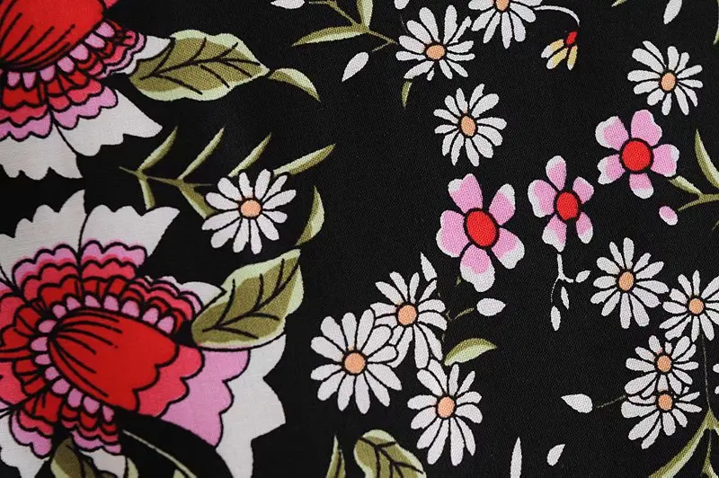 

2021 Women's Kimono Dress V-neck Flare Sleeve Midi Dress Floral Printing Vintage Boho Long Vestidos Mujer Loose Robes