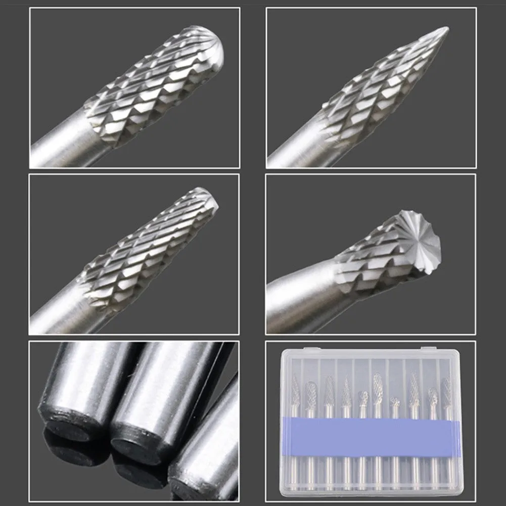 

10pcs Carbide Burrs Set 6mm Shank Double Cut Rotary Burr For Die Grinder Drill