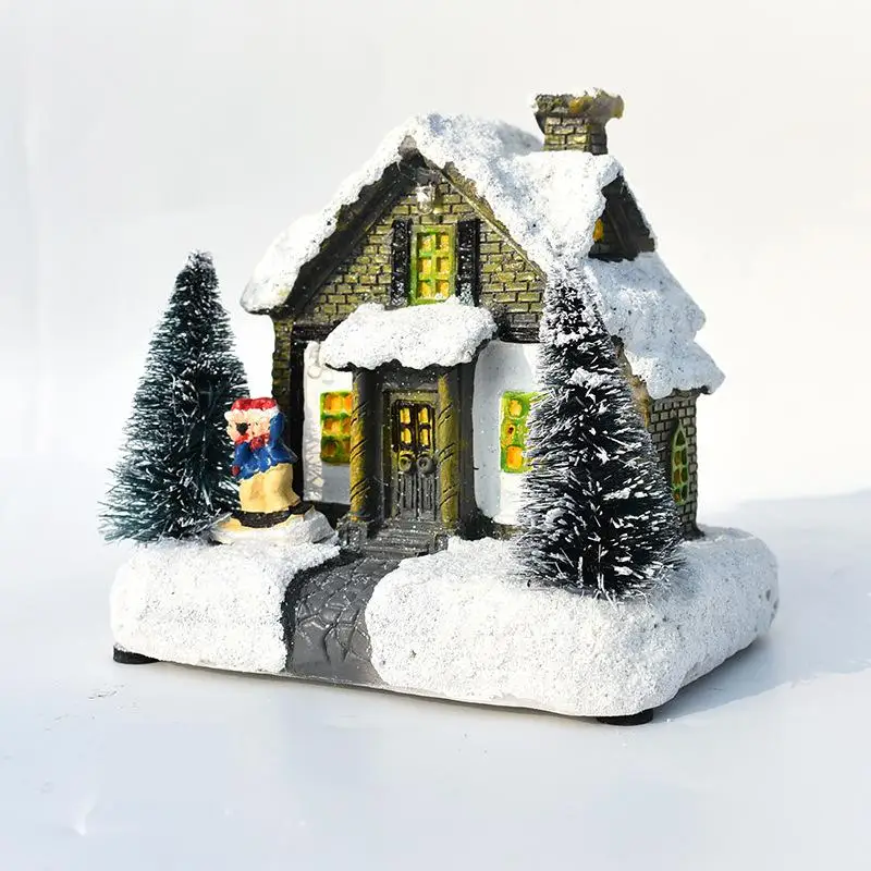 

Innodept 12x9x11cm Resin Christmas Scene Village Houses Town With Warm White Led Light Holiday Gifts Christmas Decoration