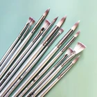 Акварельная кисть для гуаши, нейлоновая, миниатюрный веер см, серебристый длинный стержень, крючок, масляная краска, акриловая ручка, товары для рукоделия