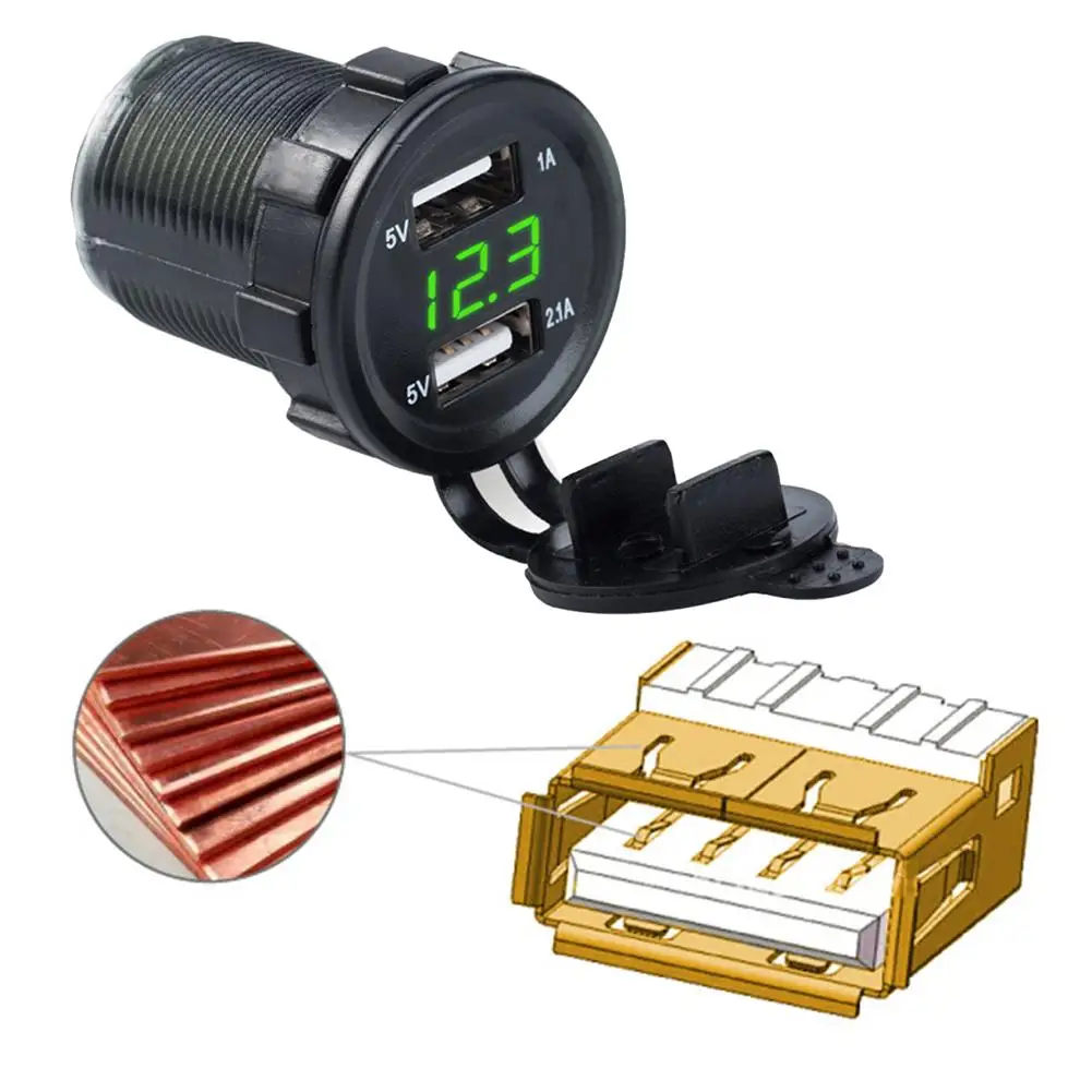 Автомобильное зарядное устройство с двумя usb-разъемами для мотоциклов