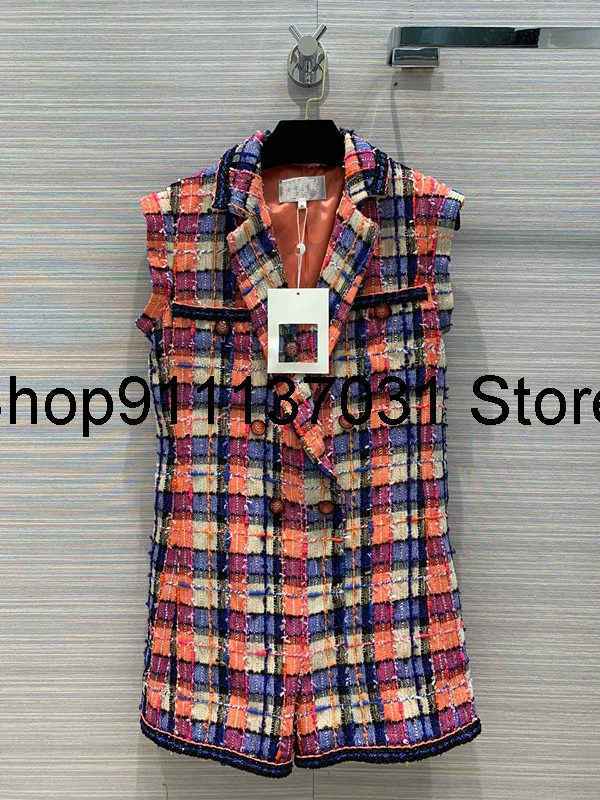 

Autumn new women's Color grid Jumpsuits temperament tailored collar