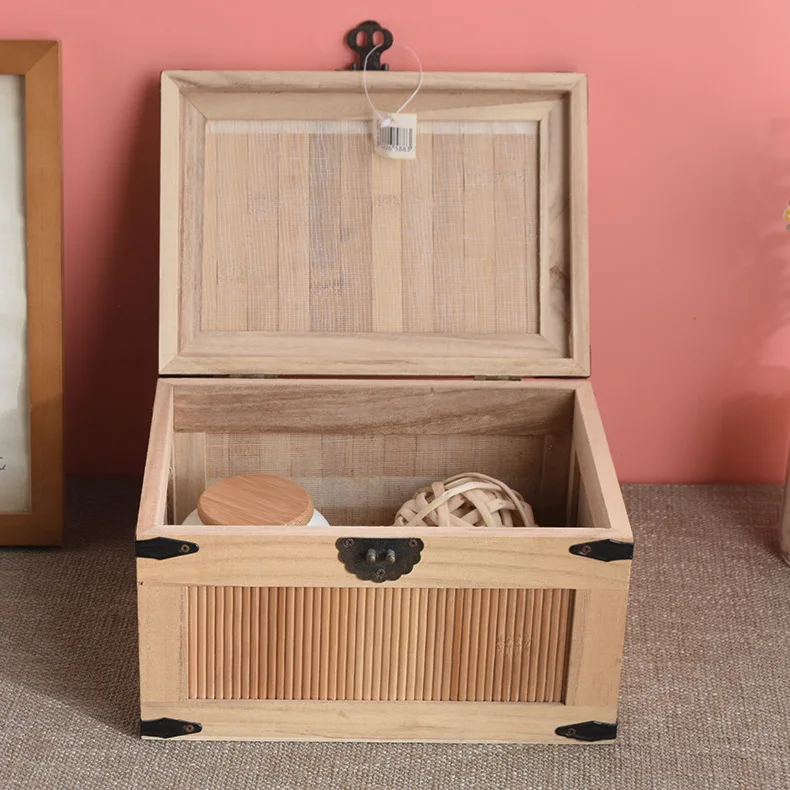 

Simple Wooden Storage Box in Bedroom and Living Room Creative Flip Sundry Storage Box