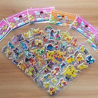 6 different sheets kawaii 3d puffy bubble stickers anime kids toddler toy decals classic pokemon cartoon vinyl sticker aesthetic