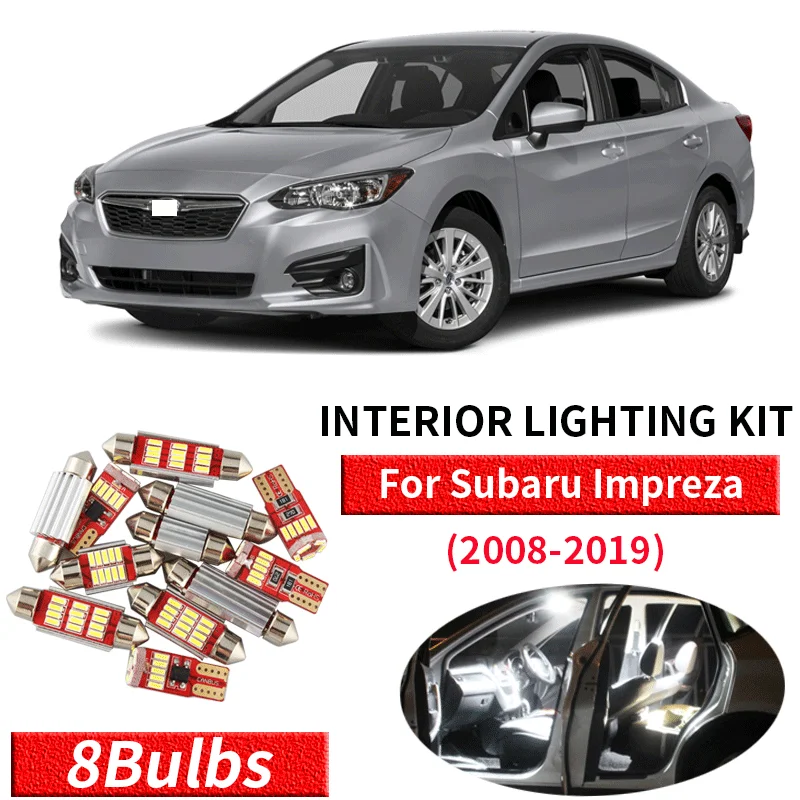 8 шт. белые автомобисветодиодный светодиодные лампы посылка салона 2008 2019 Subaru