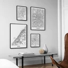 Черно-белая карта городов мира Нью-Йорк, Нью-Йорк, Дубай, настенная живопись, холст, постер с принтом, Скандинавская живопись, картина для декора гостиной