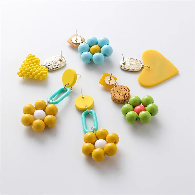 2019 ручной работы акриловые серьги женские Индивидуальные Акриловые подсолнухи