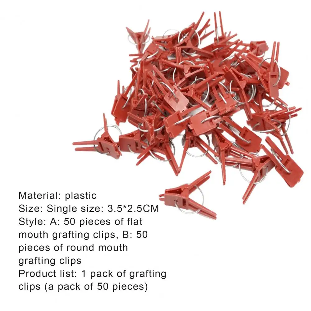 

New Arrival!!! 1 Bag Grafting Clip Flexible Rust-free Plastic Round Flat Mouth Plant Support Clip for Garden